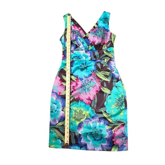 Calvin Klein Floral Dress Womens Size M Multicolor Event Wedding Guest Satiny - Picture 7 of 7